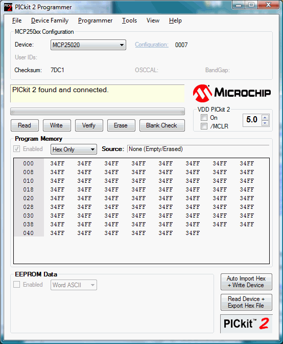 PICkit II screen